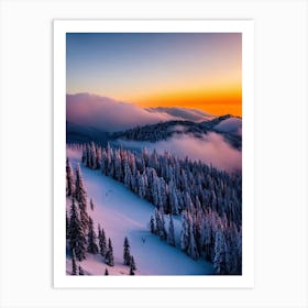 Gudauri, Georgia Sunrise Skiing Poster Art Print