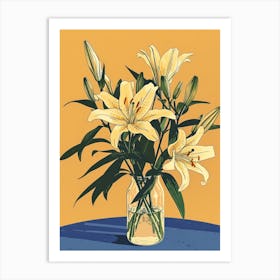 Lily Flowers On A Table   Contemporary Illustration 4 Art Print