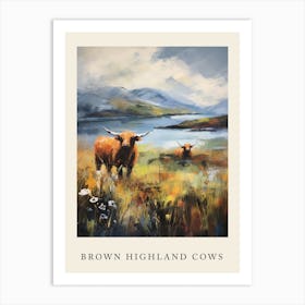 Brown Highland Cows Art Print