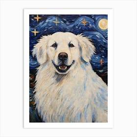 Great Pyrenees Dog Starry Night Dog Portrait Art Print