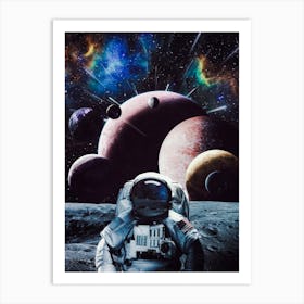 Astronaut Lot Of Planets Art Print