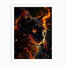 Ember Eyes. Black Cat Art Print