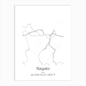 Nagato,Japan Minimalist Map Art Print