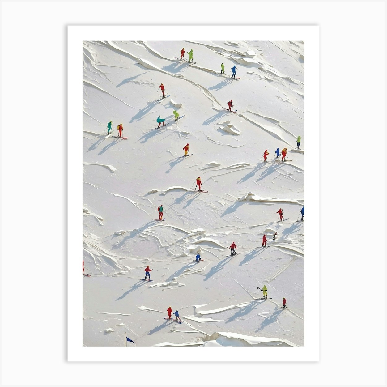 People Skiing In The Snow Art Print by Lucent Art Shop