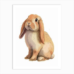 Holland Lop  Rabbit Kids Illustration 2 Art Print