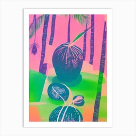 Coconut Risograph Retro Poster Fruit Art Print