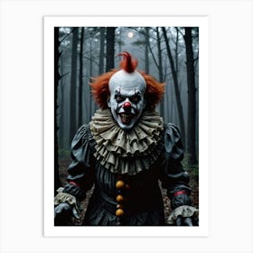 The Moonlit Clown’s Curse Spooky Clown Art Print