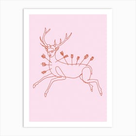 Frida Wounded Deer Pink Art Print