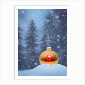 Christmas Ball In The Snow Art Print