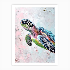 Colourful Sea Turtle Painting Art Print