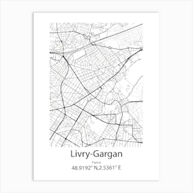 Livry Gargan,France Minimalist Map Art Print