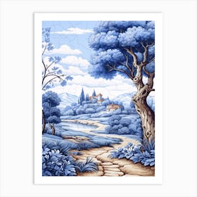 Tuscany Italy Delft Tile Illustration 7 Art Print