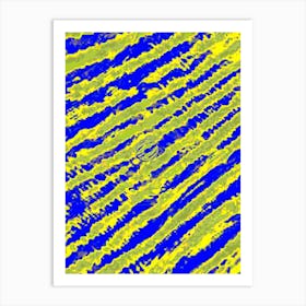 Abstract Pattern Of Blue And Yellow Stripes Art Print