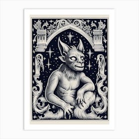 Gargoyle Tarot Card B&W Art Print
