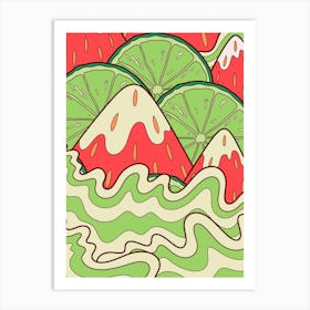 Lime Waves Art Print