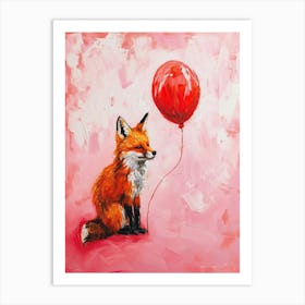 Cute Fox 2 With Balloon Art Print