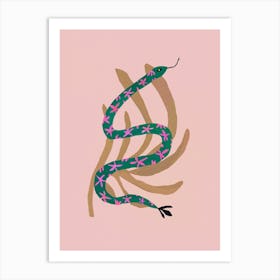 Snake And Abstract Plant Art Print