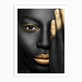 Black Woman With Gold Makeup 5 Art Print