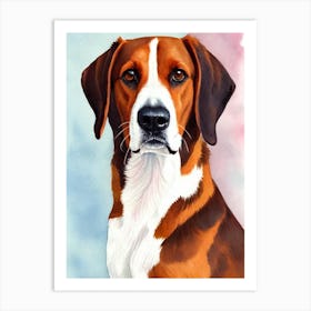 American Foxhound 2 Watercolour Dog Art Print