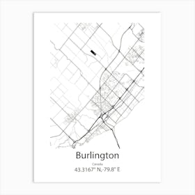 Burlington,Canada Minimalist Map Art Print