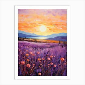Sunset In Lavender Field 1 Art Print
