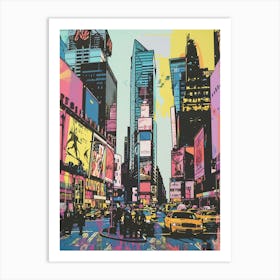 Times Square New York Colourful Silkscreen Illustration 3 Art Print