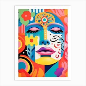 Floral Face Illustration 2 Art Print