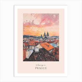 Mornings In Prague Rooftops Morning Skyline 4 Art Print