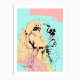 English Cocker Spaniel Dog Pastel Line Illustration 1 Art Print