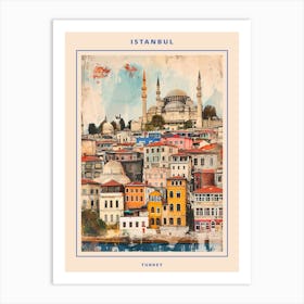 Kitsch Istanbul Skyline Painting 2 Poster Art Print