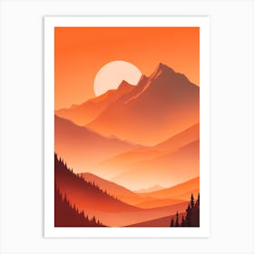 Misty Mountains Vertical Composition In Orange Tone 360 Art Print