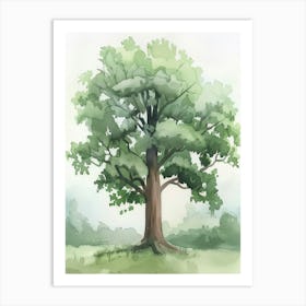 Mahogany Tree Atmospheric Watercolour Painting 8 Art Print