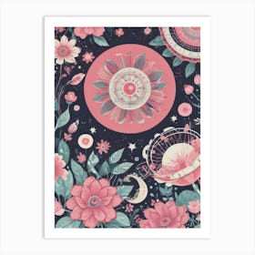 Pink Flower Wallpaper 1 Art Print