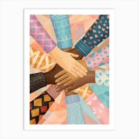 Group Of People Holding Hands Art Print