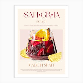 Sangria Cocktail Mid Century Art Print