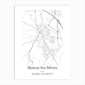 Noeux Les Mines,France Minimalist Map Art Print