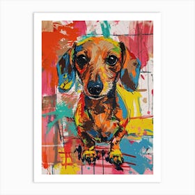 Dachshund Acrylic Painting 5 Affiche