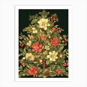 William Morris Style Christmas Tree 3 Art Print