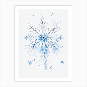 Ice, Snowflakes, Minimalist Watercolour 1 Art Print