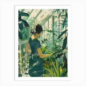 Girl In A Greenhouse 1 Art Print