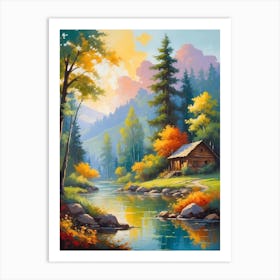 Cabin By The River 4 Art Print