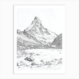 Alpamayo Peru Line Drawing 4 Art Print