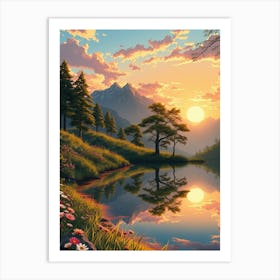 Sunset By The Lake 8 Art Print