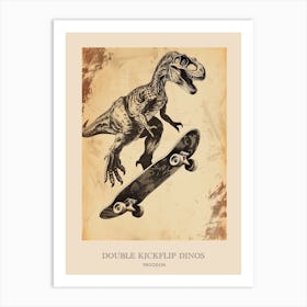 Troodon Vintage Dinosaur Poster 1 Art Print