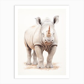 Detailed Illustration Of A Rhino Art Print