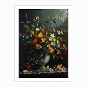 Baroque Floral Still Life Evening Primrose 2 Art Print