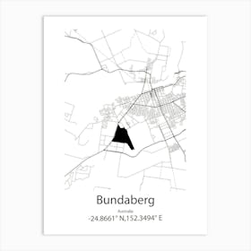 Bundaberg,Australia Minimalist Map Art Print