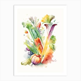V  For Vegetables, Letter, Alphabet Storybook Watercolour 3 Art Print