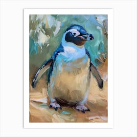 Adlie Penguin Fernandina Island Oil Painting 3 Art Print