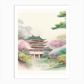 Adachi Museum Of Art, Japan Pastel Watercolour Art Print